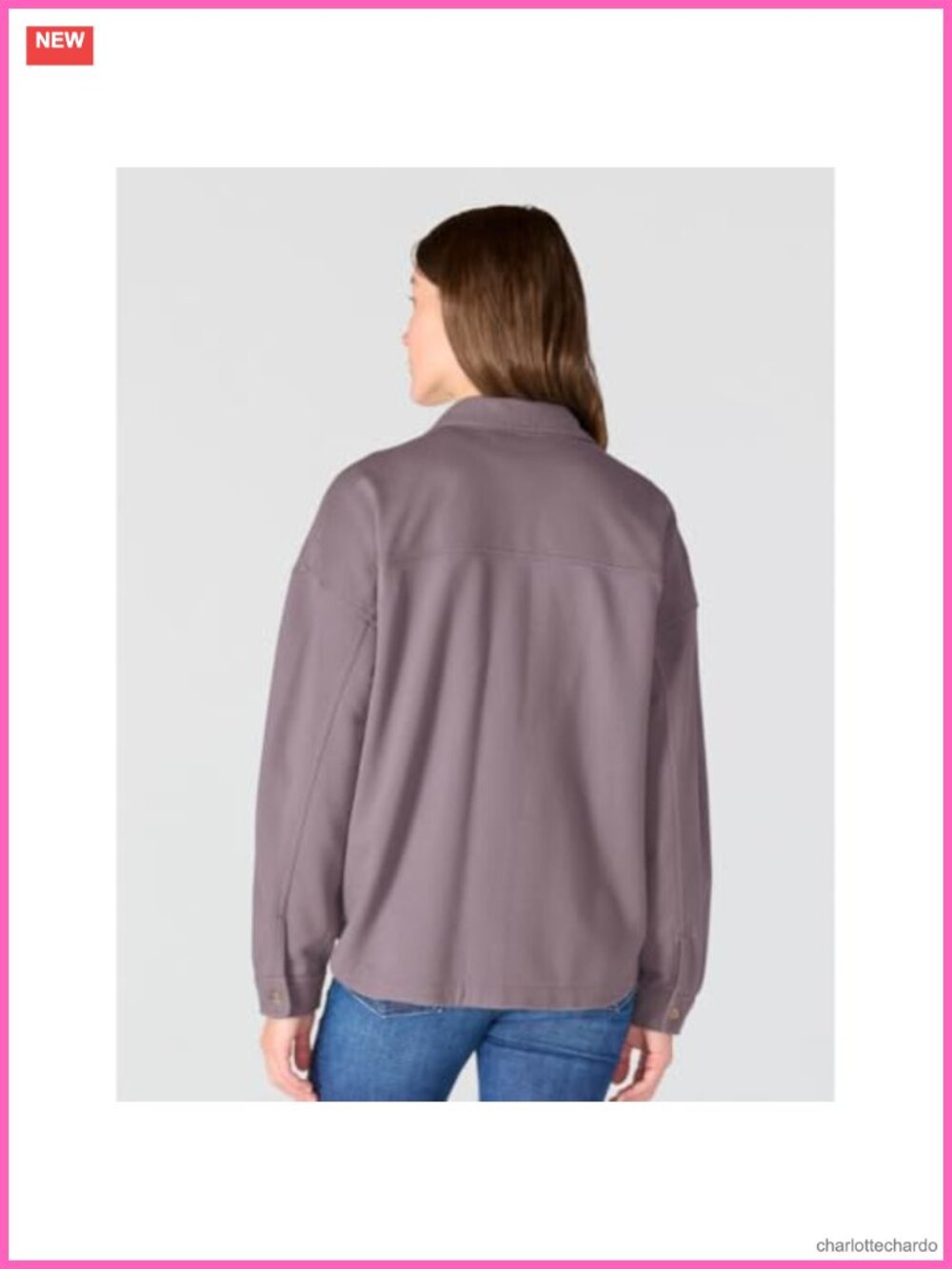 Women's Cotton Knit Overshirt Button Front Long Sleeve Work Utility Top - Picture 3 of 5